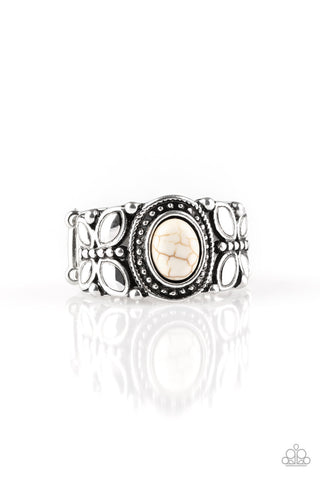 Butterfly Belle White Paparazzi Ring