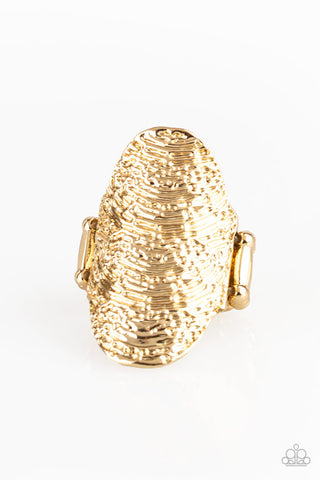 Record-Breaking Ripple - Gold - Textured Paparazzi Ring