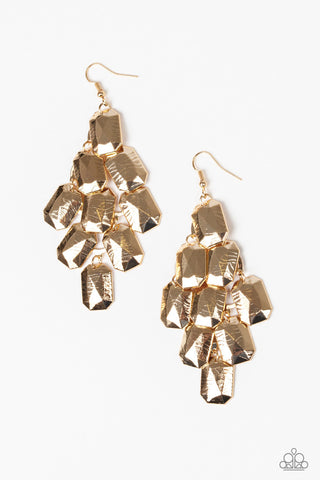 Contemporary Catwalk Gold Paparazzi Earrings