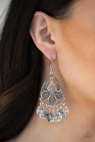 Teardrop Tempo Silver Paparazzi Earrings
