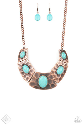 RULER in Favor Copper Turquoise Paparazzi Necklace