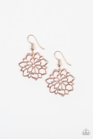 Darling Dahlia Rose Gold Paparazzi Earrings