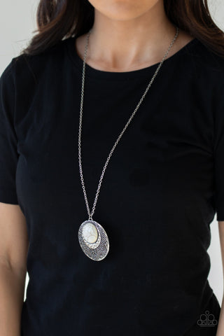 Medallion Meadow White Paparazzi Necklace
