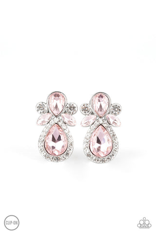 Celebrity Crowd Pink Paparazzi Clip-On Earrings