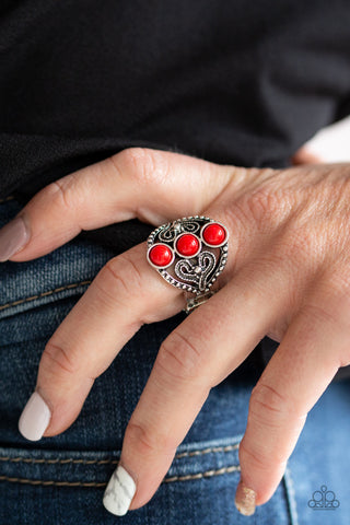 Triple Whammy Red Paparazzi Ring