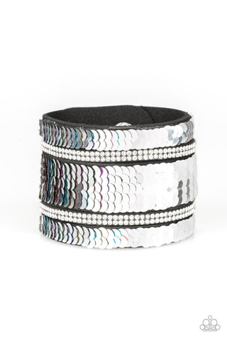 MERMAID Service - Multi - Rainbow Sequin Reversible Paparazzi Wrap Snap Bracelet