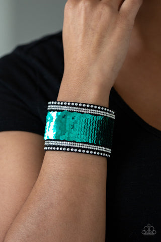 MERMAIDS Have More Fun - Green - Sequin Reversible Paparazzi Snap Wrap Bracelet