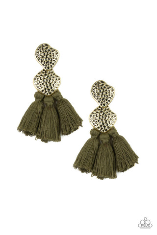 Tenacious Tassel Green Paparazzi Earrings