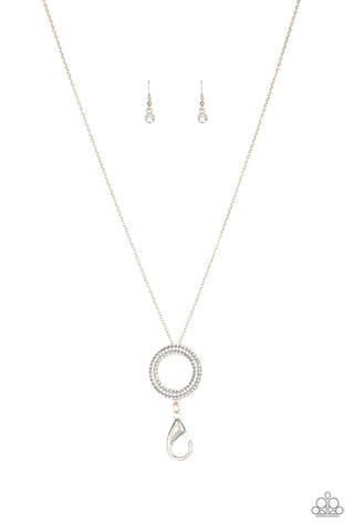 Let Me Adjust My Halo White Paparazzi Lanyard Necklace