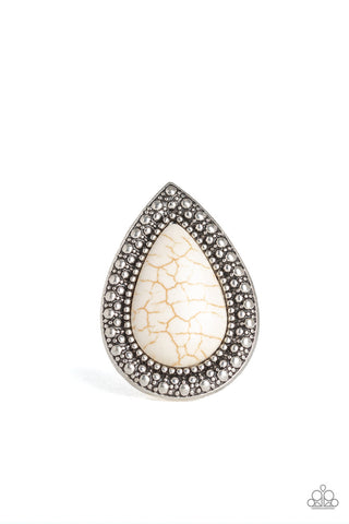 Santa Fe Storm White Paparazzi Ring
