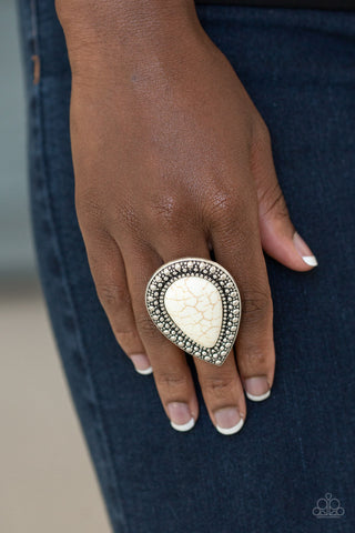 Santa Fe Storm White Paparazzi Ring