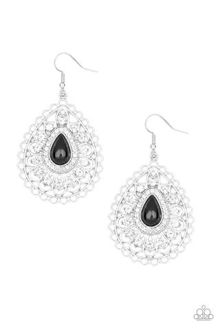 Glamour Grandeur Black Paparazzi Earrings