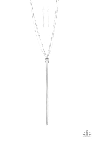 Forget Me KNOT - Silver - Snake Chain Paparazzi Long Necklace - November 2019 Life of the Party Exclusive