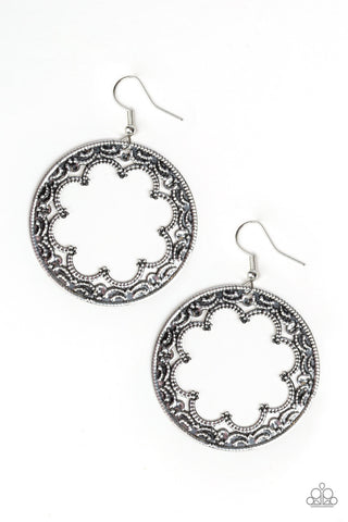 Whimsical Wheelhouse Silver Paparazzi Earrings