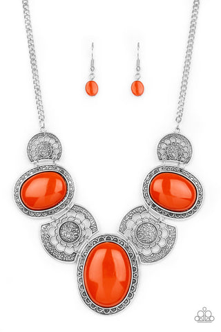 The Medallion-aire Orange Paparazzi Necklace