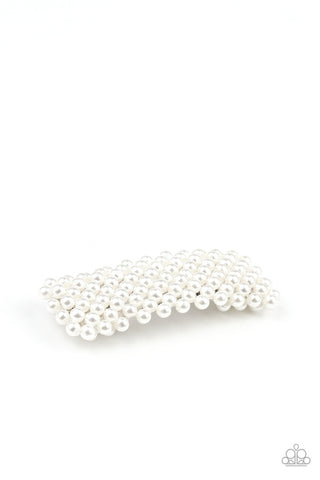 Pearl-Clutching Posh White Paparazzi Hair Clip