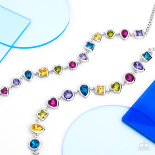 Abstract Admirer - Multi - Colored Shape Gem Paparazzi Short Necklace - October 2023 Life of the Party Exclusive