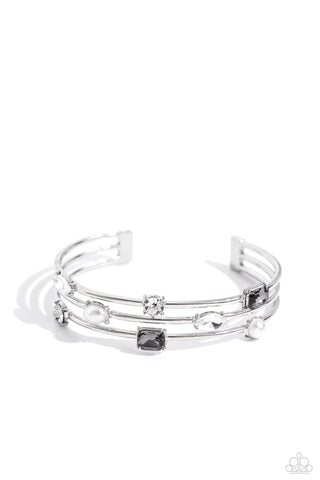 Honest Heirloom - Silver - Rhinestone and Pearl Paparazzi Cuff Bracelet
