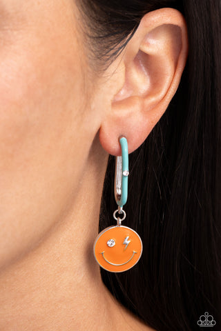 Personable Pizzazz - Orange - Smiley Face Paparazzi Post Earrings