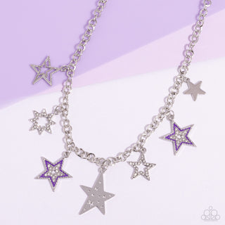 Starstruck Sentiment - Purple - Painted and White Rhinestone Star Paparazzi Short Necklace