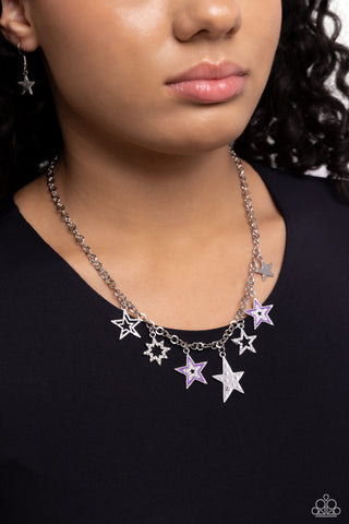Starstruck Sentiment - Purple - Painted and White Rhinestone Star Paparazzi Short Necklace