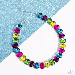 Ecstatic Emeralds - Multi - Colorful Gem Paparazzi Choker Necklace - 2024 Empower Me Pink Exclusive