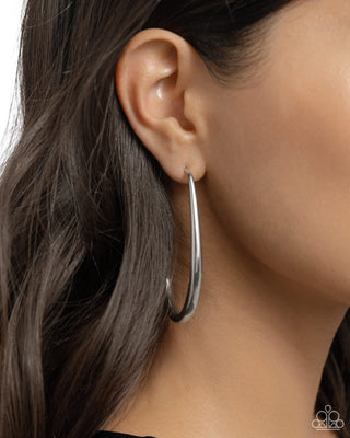 Exclusive Element - Silver - High Sheen J-Hook Paparazzi Hoop Earrings