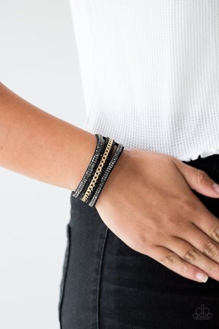 Rollin in Rhinestones Black Paparazzi Bracelet