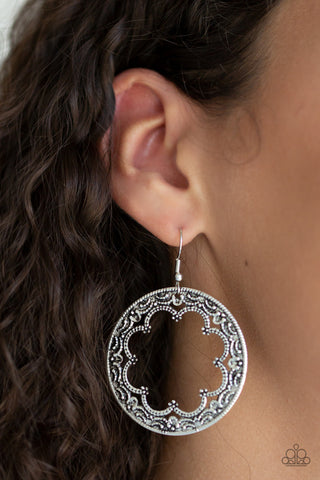 Whimsical Wheelhouse Silver Paparazzi Earrings