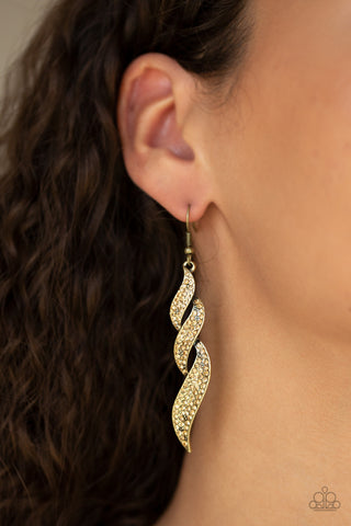 On Fire Brass Paparazzi Earrings