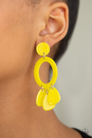 Sparkling Shores Yellow Paparazzi Earrings
