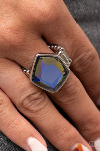 Abstract Escapade - Multi - Purple UV Asymmetrical Gem Paparazzi Ring