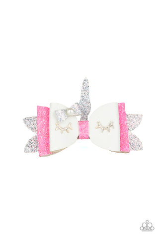 All Rainbows and Unicorns White Paparazzi Hair Clip