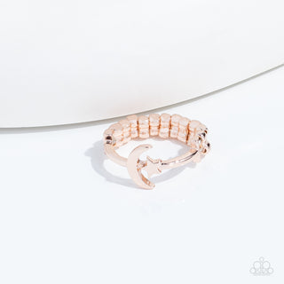 Astral Allure - Rose Gold - Crescent Moon and Star Paparazzi Dainty Ring