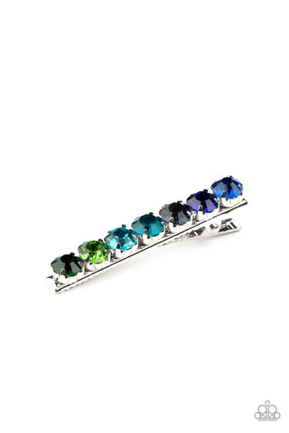 Bedazzling Beauty - Multi - Ombre Rhinestone Blue Paparazzi Hair Clip