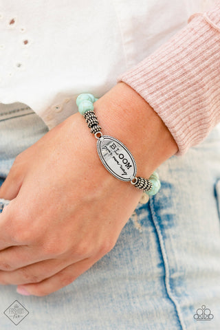 Bedouin Bloom - Blue - "BLOOM Your Own Way" Stone Bead Inspirational Paparazzi Stretchy Bracelet - November 2022 Simply Santa Fe