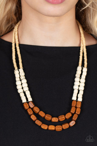 Bermuda Bellhop - Brown - Beachy Wood Paparazzi Tiered Short Necklace