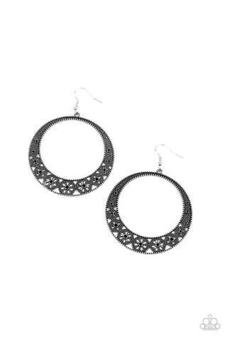 Bodaciously Blooming Black Paparazzi Earrings