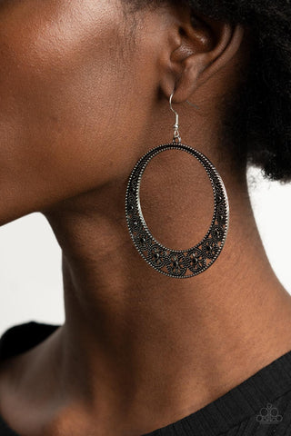 Bodaciously Blooming Black Paparazzi Earrings
