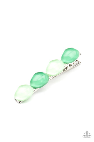Bubbly Reflections - Green - Bead Paparazzi Hair Clip