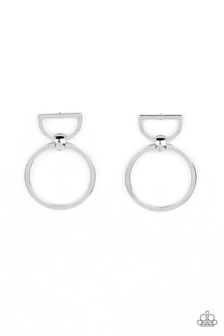CONTOUR Guide - Silver - Half Moon Hoop Paparazzi Post Earrings