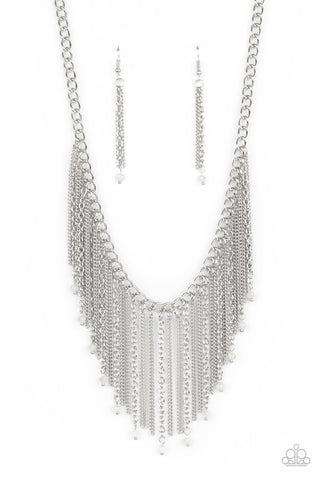 Cue the Fireworks White Paparazzi Necklace