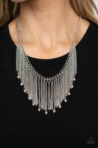 Cue the Fireworks White Paparazzi Necklace