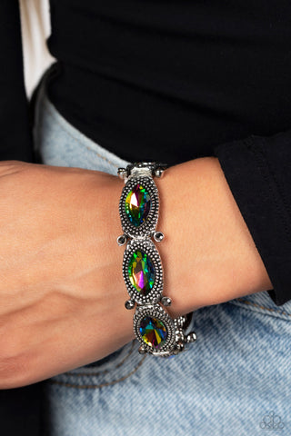 Dancing Diva - Multi - Oil Spill Marquise Cut Gem Paparazzi Stretchy Bracelet