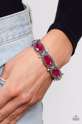 Dancing Diva - Pink - Marquise Cut Gem Paparazzi Stretchy Bracelet