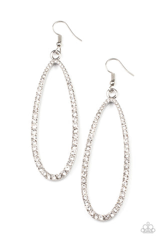 Dazzling Decorum White Paparazzi Earrings