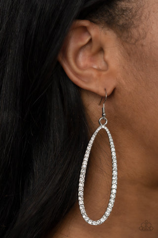 Dazzling Decorum White Paparazzi Earrings