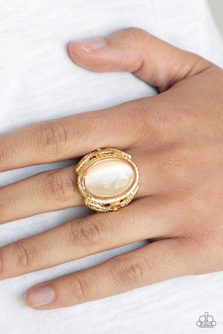 Deep Freeze - Gold - Cat's Eye Stone Paparazzi Ring