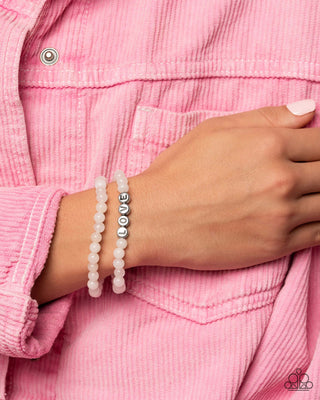 Devoted Dreamer - White - Beaded L-O-V-E Love Inspirational Paparazzi Stretchy Bracelet