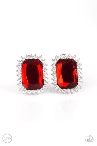 Downtown Dapper Red Paparazzi Clip-On Earrings
